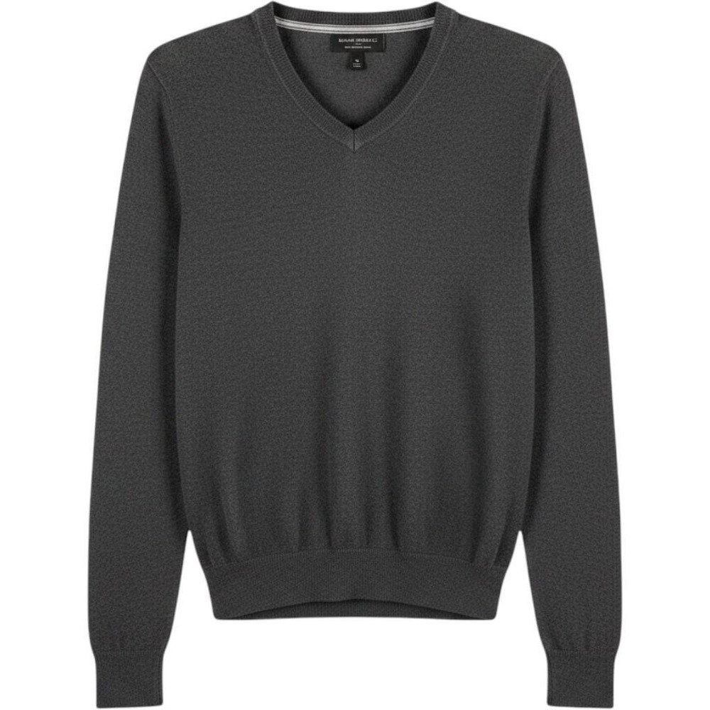 Banana Republic Sweater Mens Medium Gray V-Neck Merino Wool Fall Layering Preppy